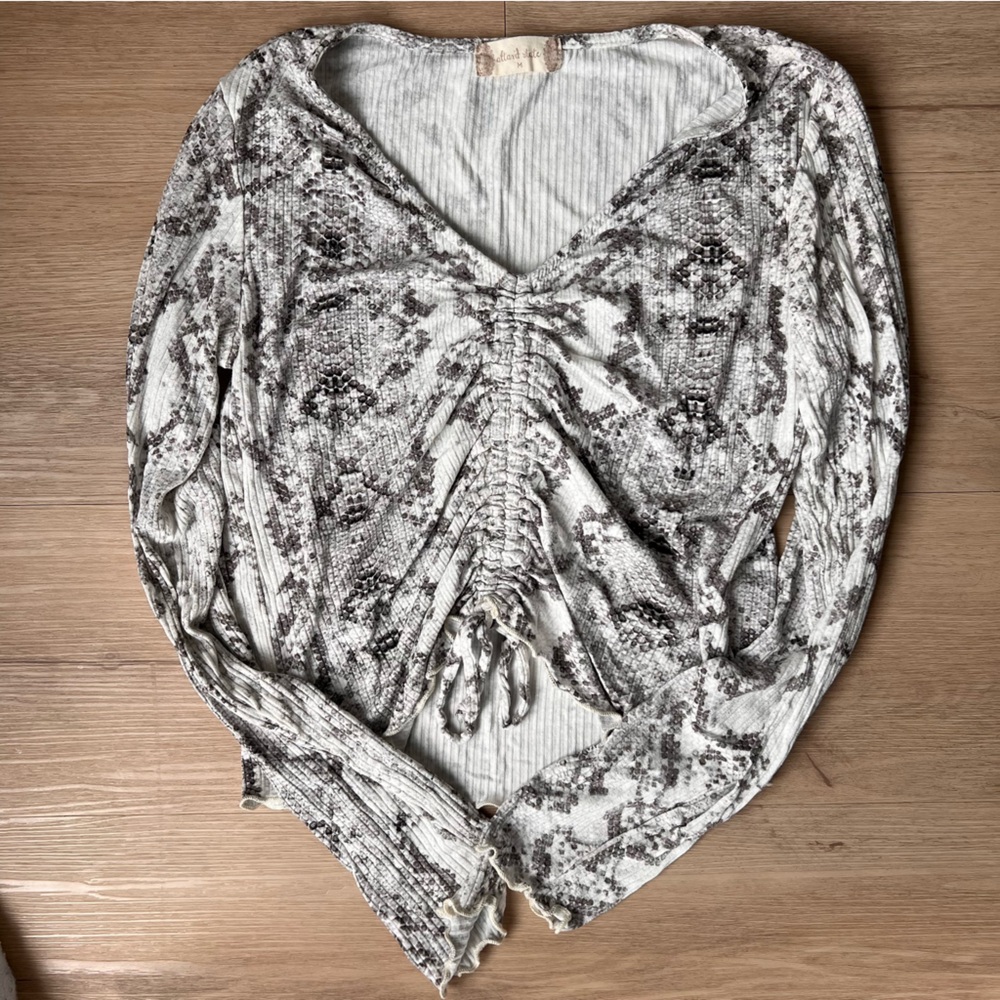 Snakeskin Crop Long Sleeve Top